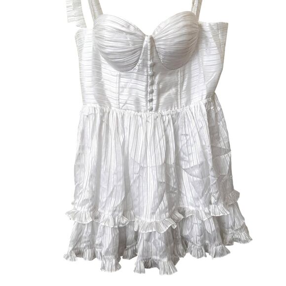 ADEIRLINA Fragrant Jasmine Pearl Corset Mini Dress White NWT XL - Picture 4 of 5